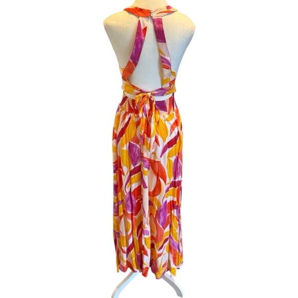 Anthropologie Abel The Label Rumi Maxi Dress Halter Tie Back Sz S Floral Bright - Picture 7 of 10